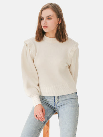 Waythefree Puffed Sleeve Cropped Sweater